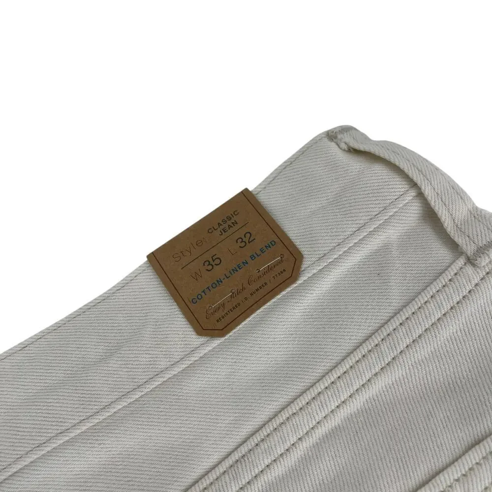 J.Crew Men's Classic summerweight jean Cotton Linen Natural Ecru 35 x 32 NWT